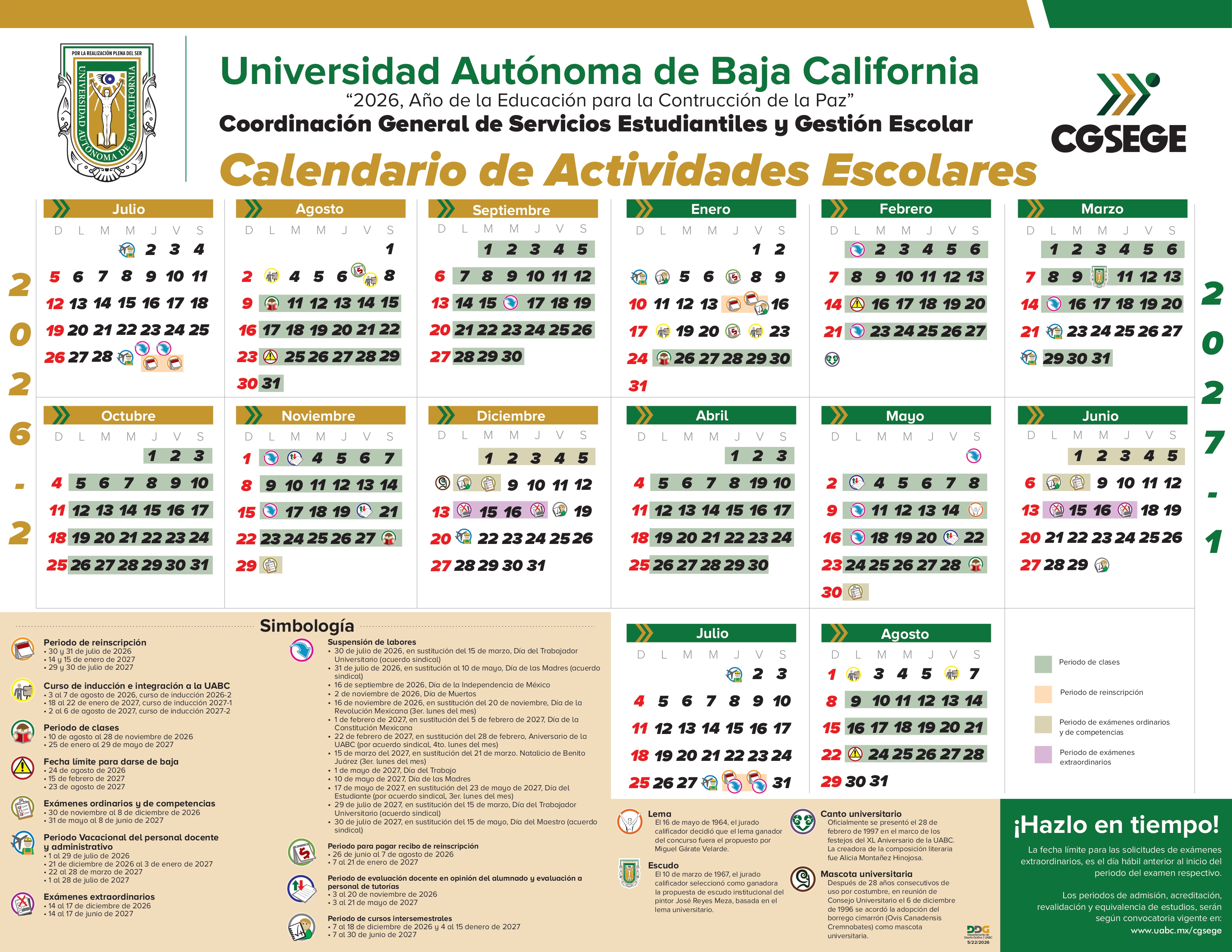 Calendario FCA UABC