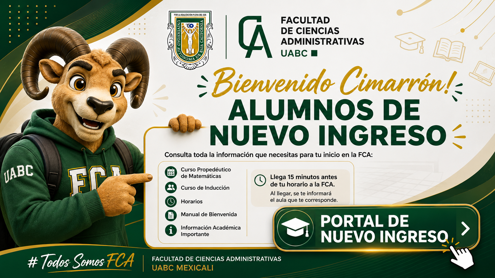 ¡Bienvenido a la FCA! 🎓